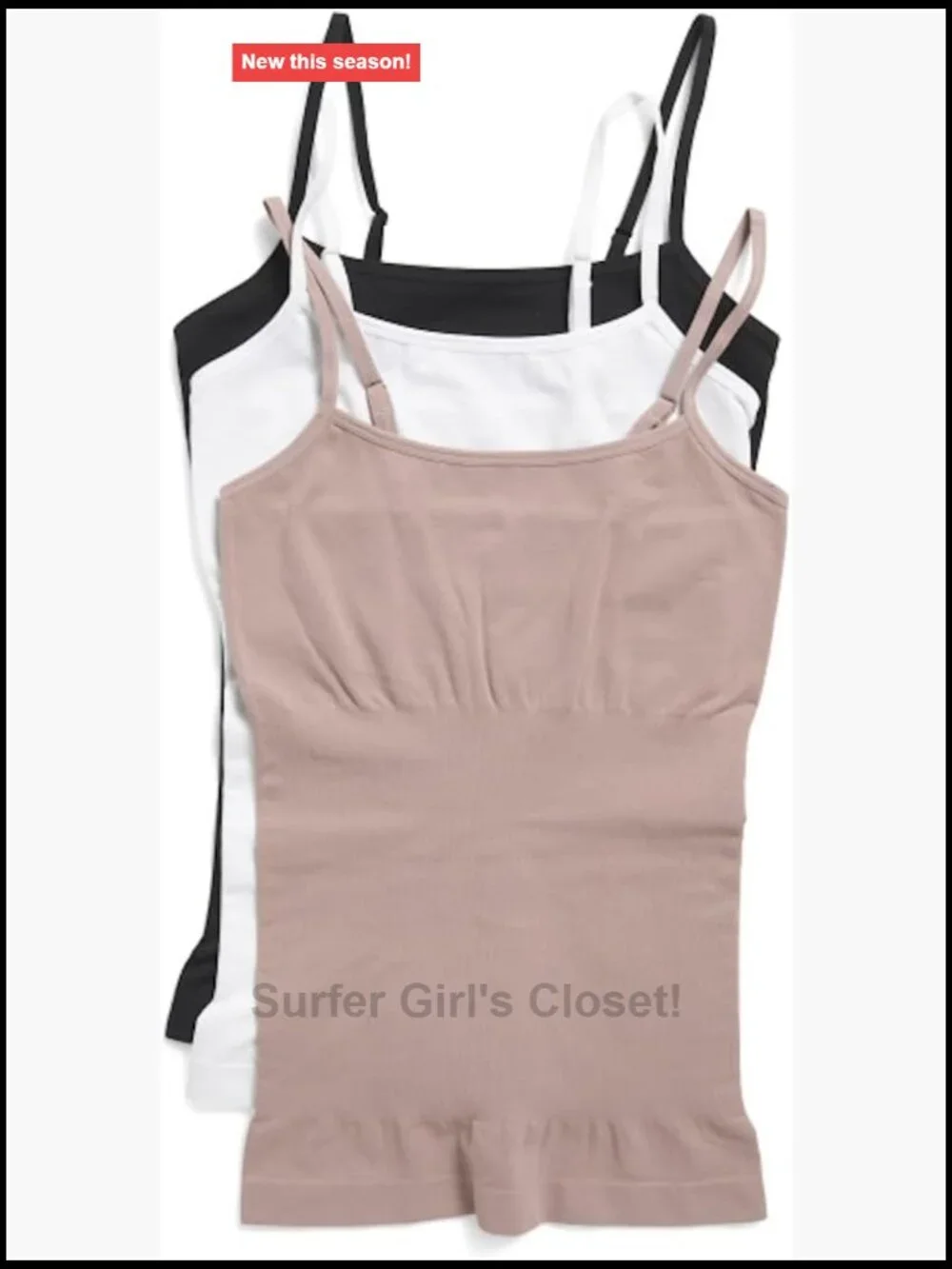 Seamless Shaping Camisole with 360° Waist Panel Adjustable Straps Nylon